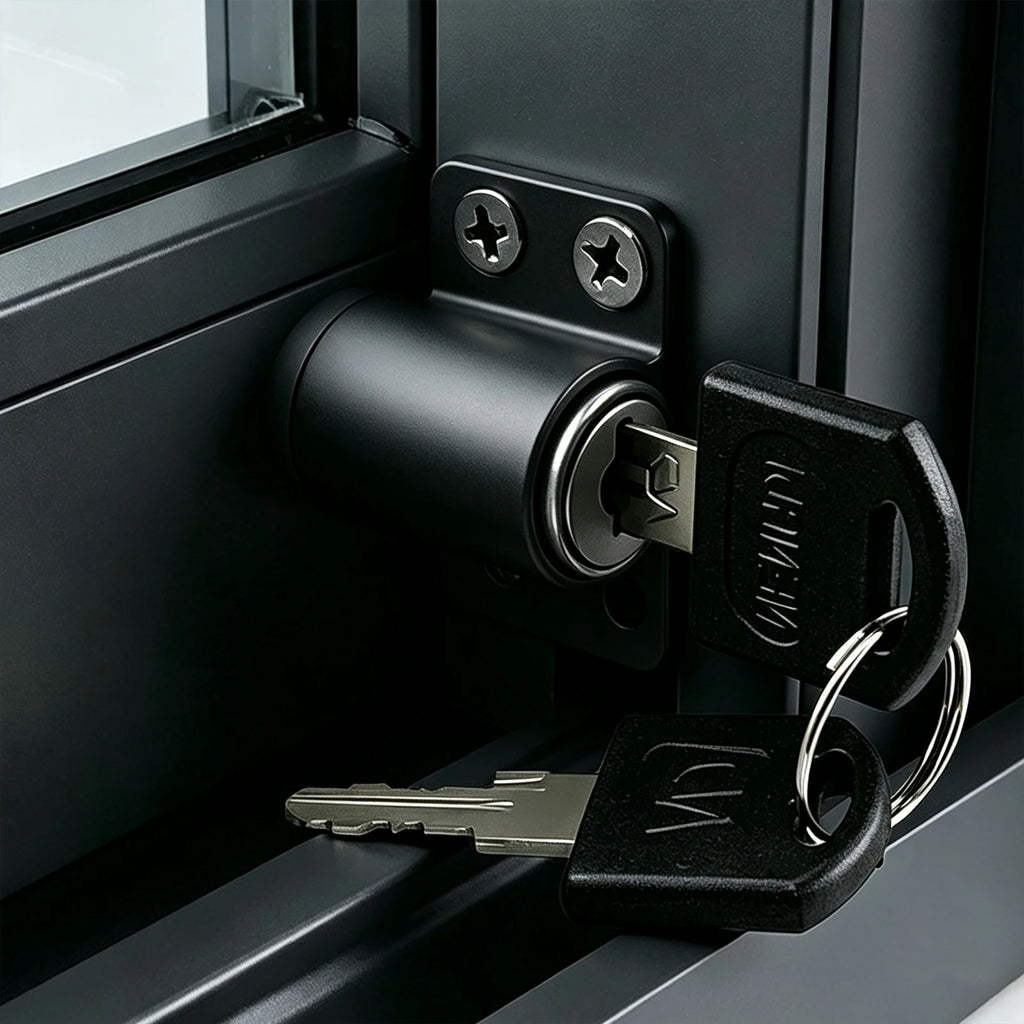 Aluminum Alloy Child Safety Protection Lock with Keys & Screws Push-In Key Latch for Child Home Safety Bedroom Office Balcony