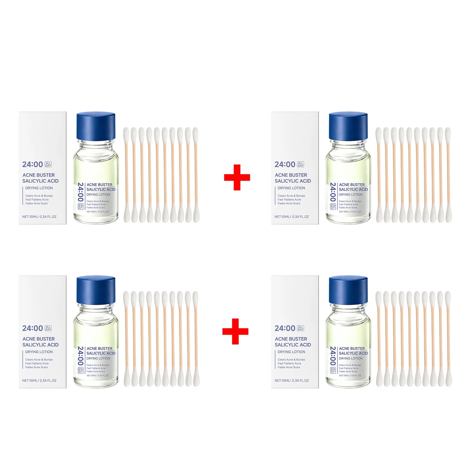 Salicylic Acid Acne Drying Lotion Pimple Remover Serum Fade Marks Shrink Pores Oil Control Face Care with Swabs