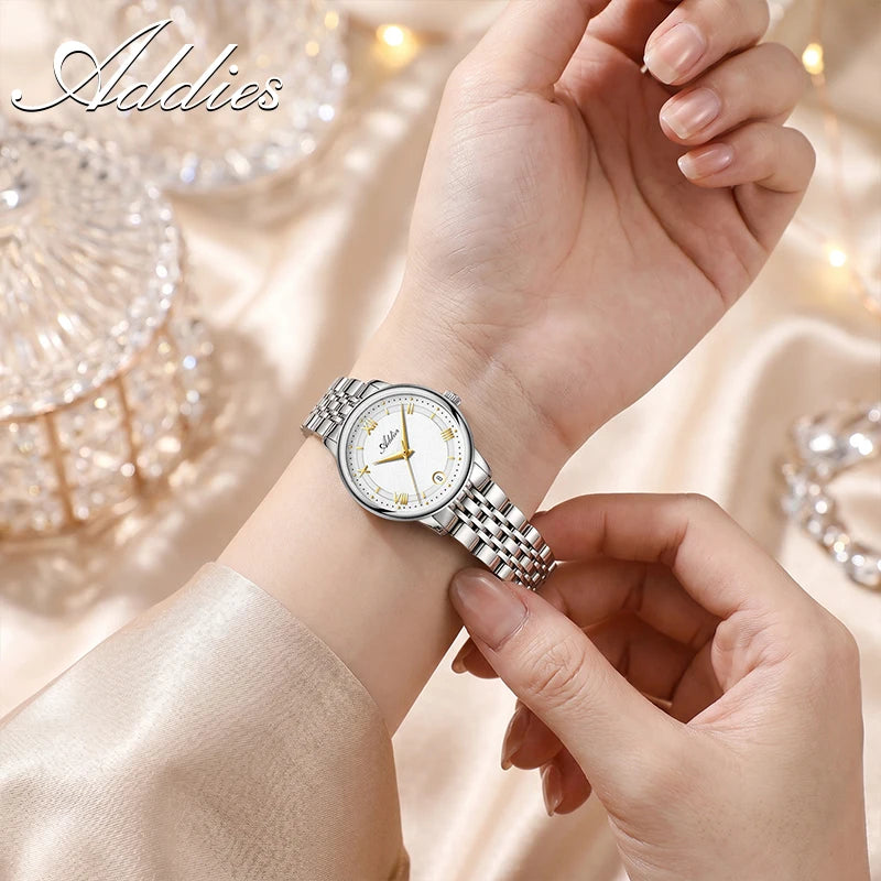 Addies New Luxury Women's Watches 31mm Sapphire Crystal 50m Waterproof 316L Stainless Steel Business Quartz Wristwatch For Woman
