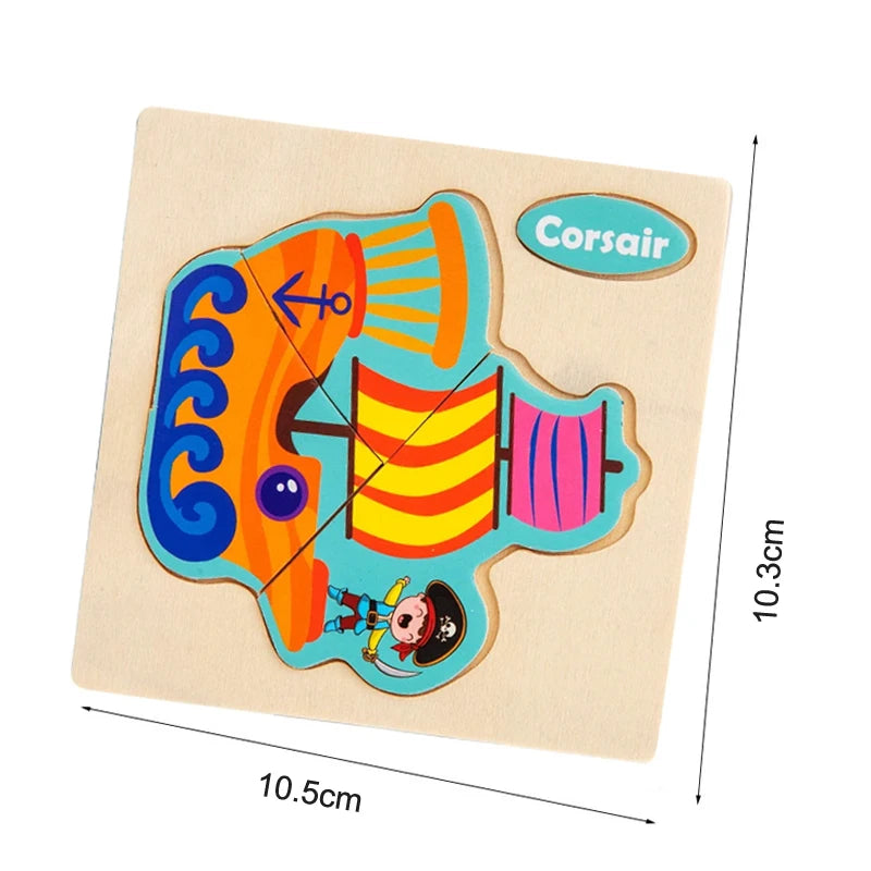 Wooden Toy 3D Jigsaw Puzzle Small Size Cartoon Animal Puzzle Board Kids Early Learning Educational Toys for Children Gifts