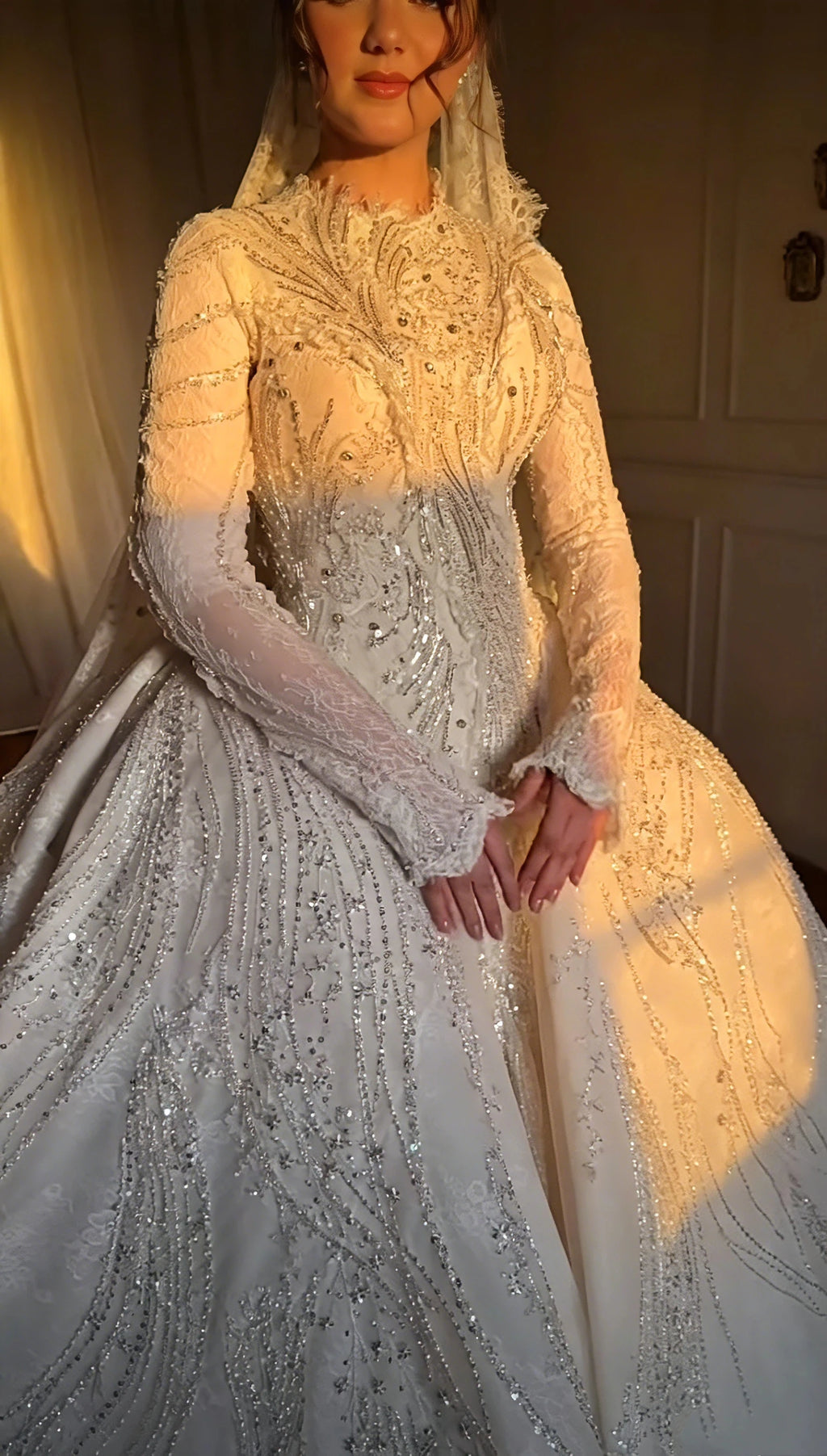 Luxury Beaded Lace Mermaid Wedding Dresses Sparkly Crystal Chapel Train Detachable Bridal Gown Vestidos De Novia Customized