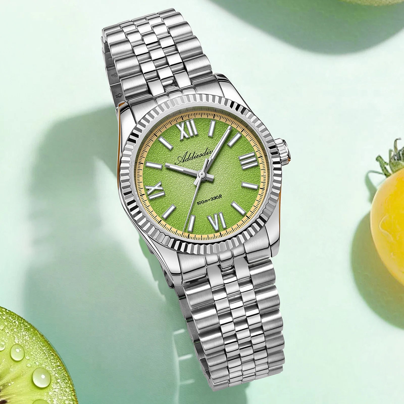 ADDIESDIVE Hight Quality Sapphire Glass 10Bar Waterproof Watches 316L Stainless Steel BGW9 Super Luminous Wristwatches for Women