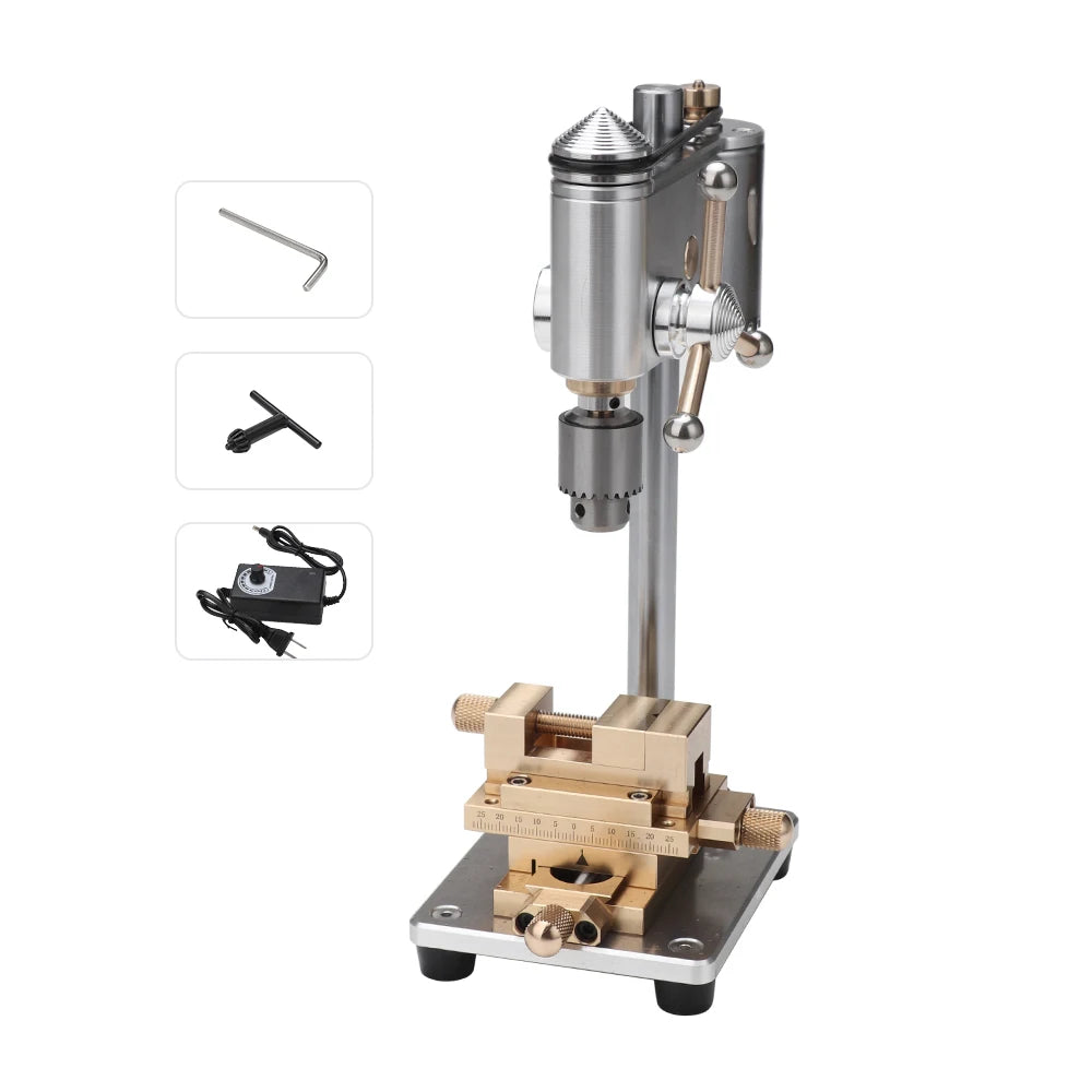 Mini Table Drill Micro Bench Drill 0.3-4mm Precision Watch Repair Tool 3.175mm Chuck Industrial-Grade Aluminum Alloy Body