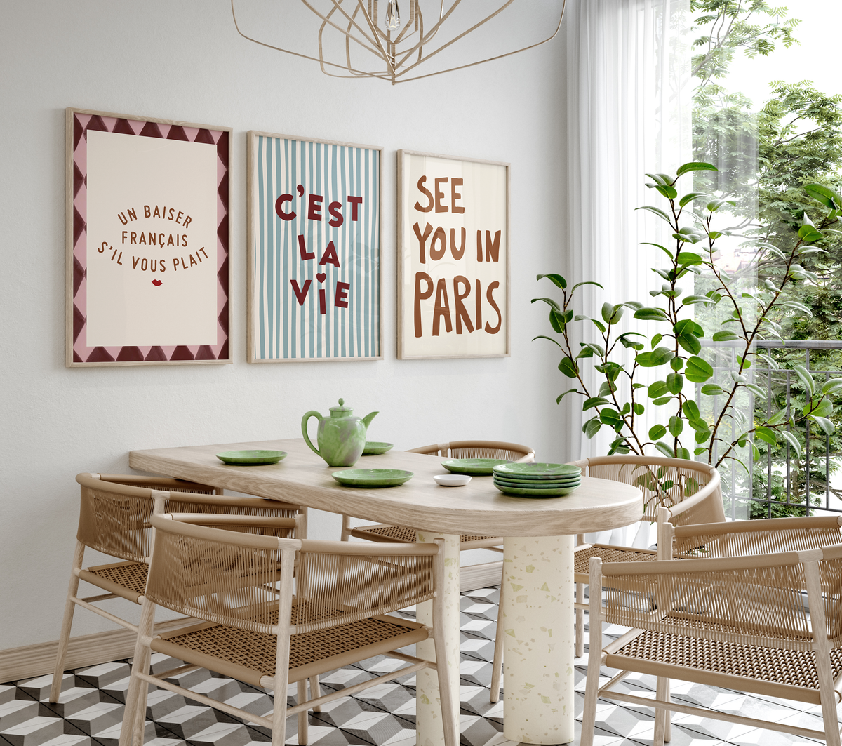 Paris Poster · Geschenkidee · Eiffelturm Café Vintage Stadtillustration · Dekoprint ohne Rahmen