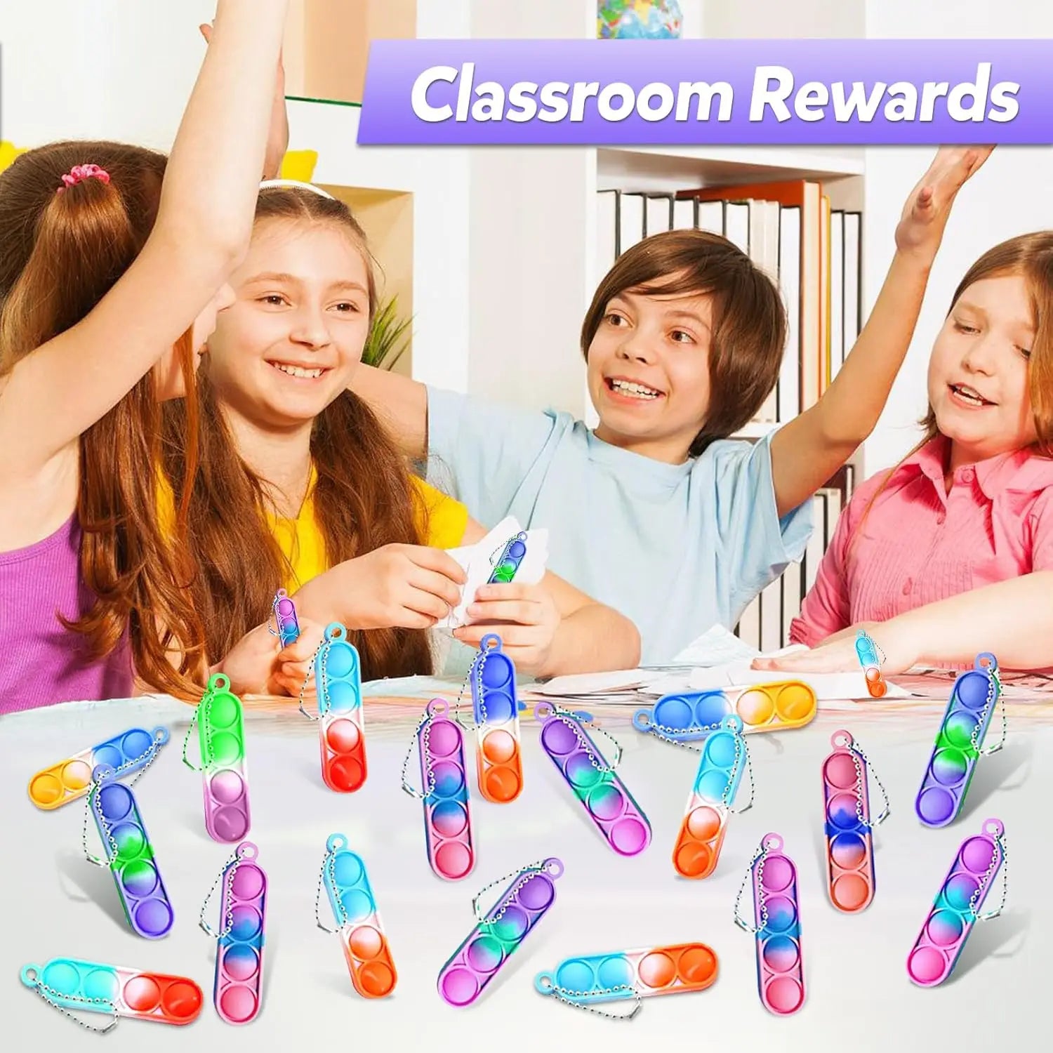 10/20/30/80/150 Pcs Bulk Mini Pop Fidget Toys Kids Sensory Keychain Party Favors Toddler Birthday Carnival Bag