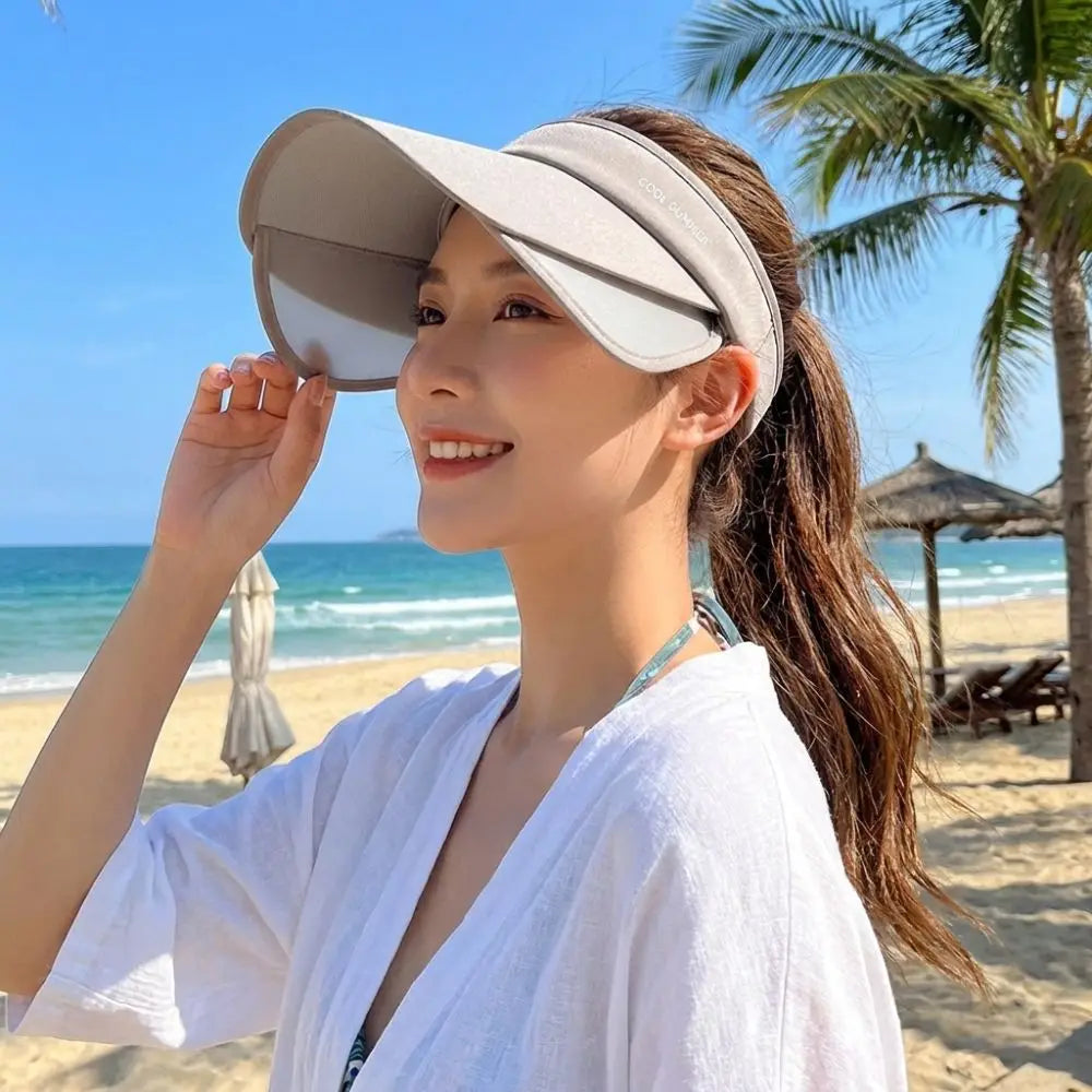 Breathable Sun Protection Hat Adjustable Lightweight Stretchable Brim Hat Polyester UV Protection Empty Top Sun Hat Sports