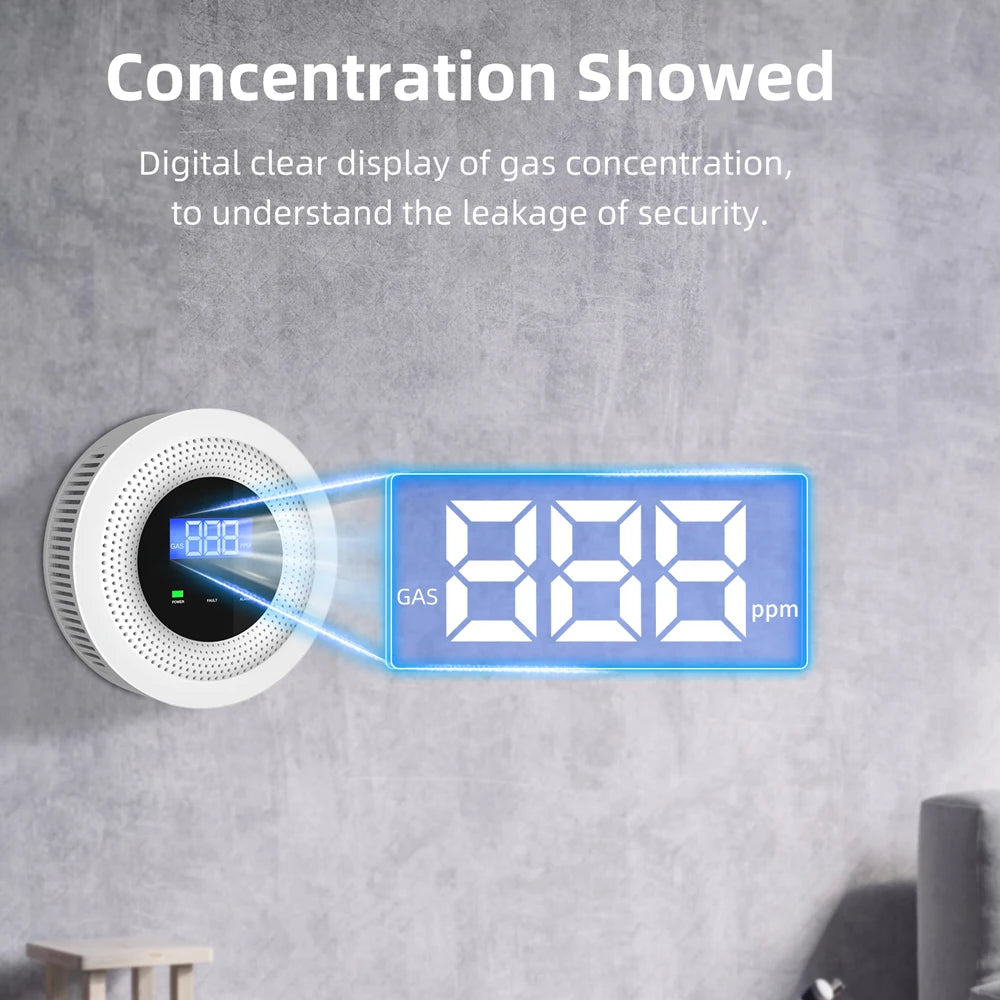 Tuya Wifi Gases Leakage Sensor Combustible Gas Detection Device Natural Gas/Methane/Biogas Alarm APP Remote Control Gas Detector