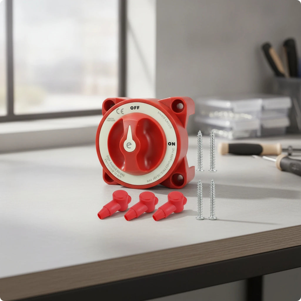 Red Easy Turn Knob Power Accessory Marine Battery Disconnect Switch Rotary Battery Disconnect Switch