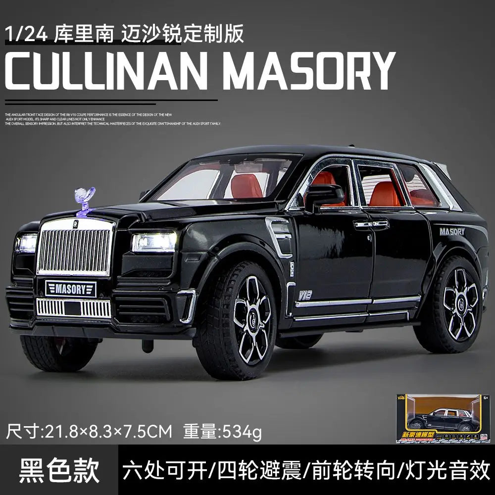 1:24 Rolls Royce Cullinan Mansory Alloy SUV Six Open Parts Four Wheel Shock Steering Light Sound Desktop Display Gift
