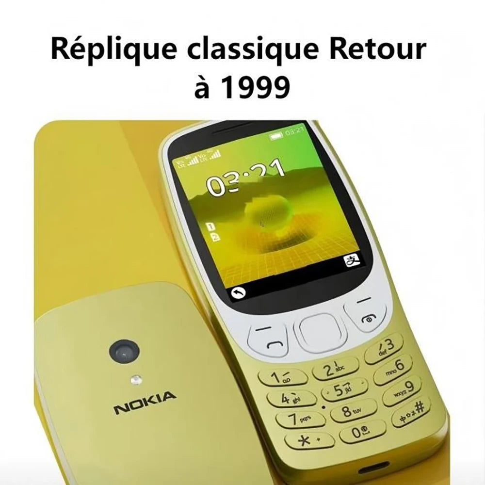 Nokia 3210 4G Phone 2SIM Bluetooth 5.0 FM Radio Dual Card 2.4-inch Type-C 2MP 1450mAh Bettery Button Nokia Spare Phone Unlocked