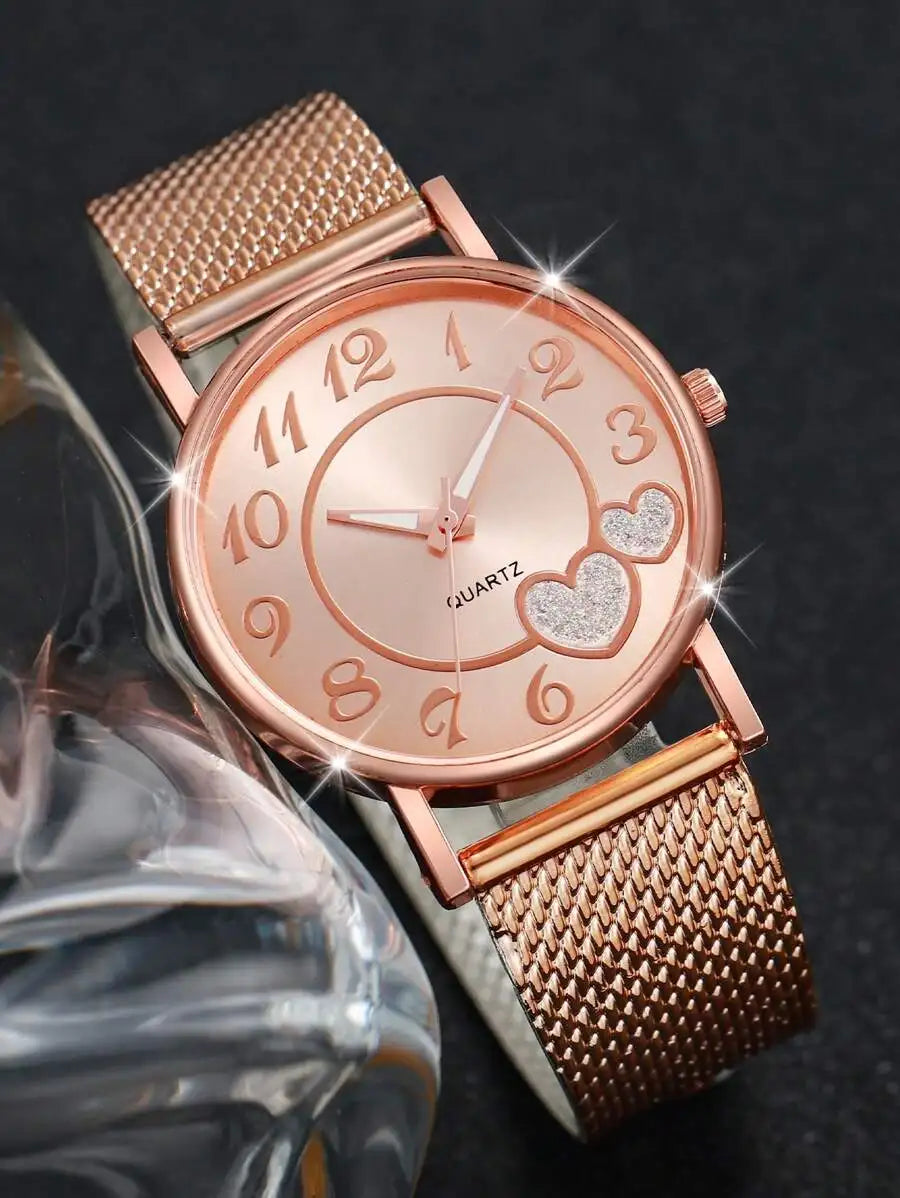 1pc Round Pointer Quartz Watch & 1pc Bracelet As A Gift For Students Returning To School