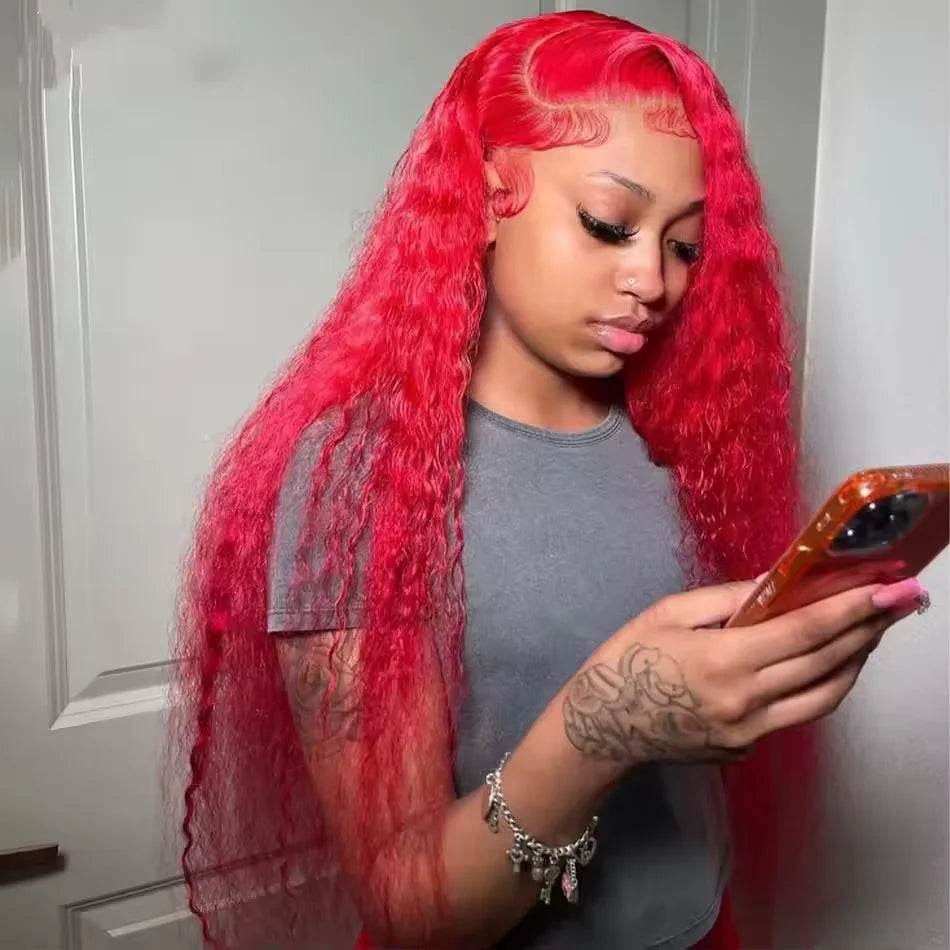 99J Burgundy Red Bone Straight Human Hair Wig 13x6 13x4 HD Transparent Lace Front Wig 200% Density 30 40 Inches Brazilian Cuticle Aligned Remy Hair Pre Plucked Baby Hair Glueless Wig Natural Hairline Soft Silky Long Wigs for Women Daily Party Wear
