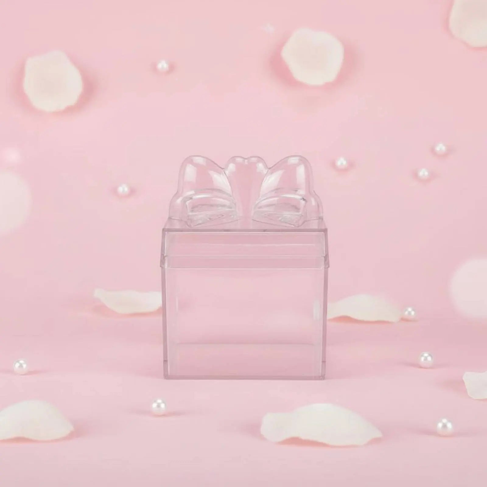 Clear Plastic Candy Box with Ribbon Multipurpose Transparent Candy Box Mini Cube Container Food Grade Small Item Storage