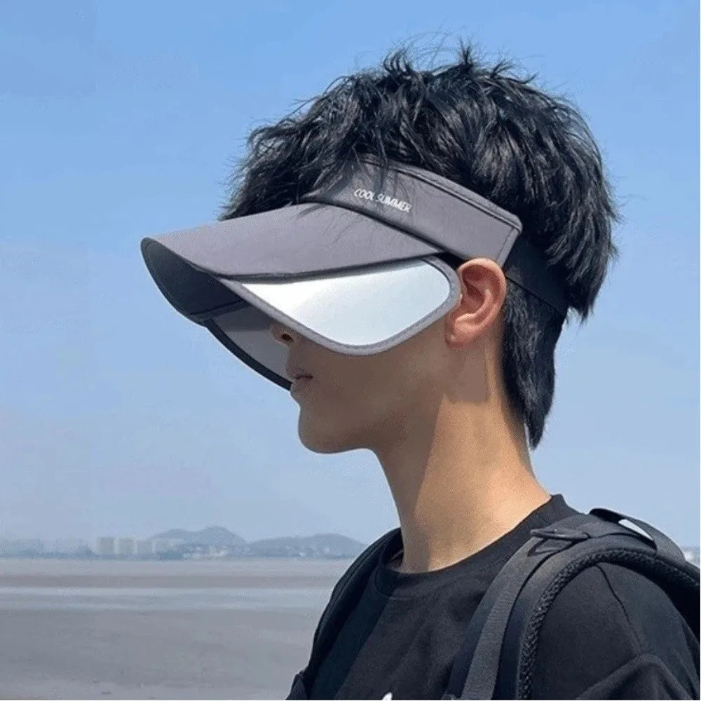 New Breathable Sun Protection Hat Lightweight Adjustable Stretchable Brim Hat Polyester Solid Color Empty Top Sun Hat Sports
