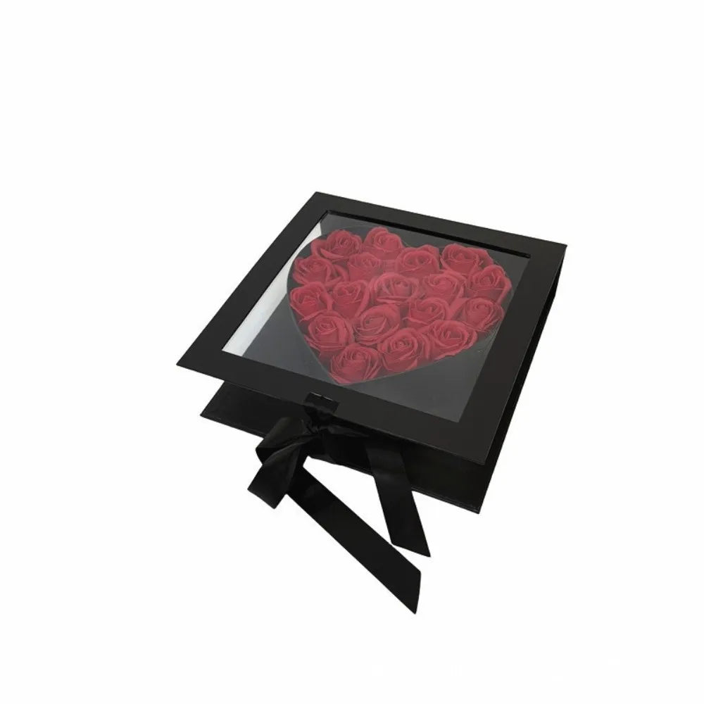 Transparent Window Mother's Day Gift Box Elegant Romantic Gift Packaging Box Fillable Cardboard Flower Display Box Bridal Shower