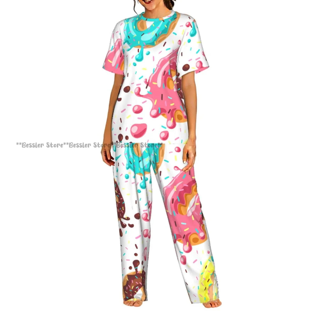 Women's 2-piece set Lobster And Crab With Lemon And Dill Pajamas Short sleeved Top and Pants Sleepwear