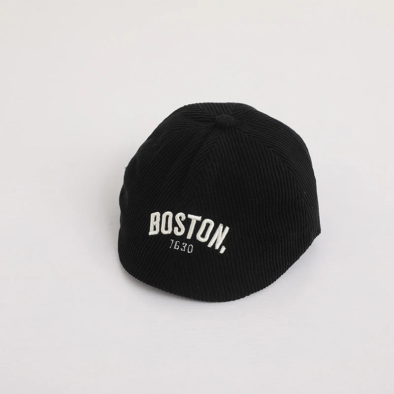 Fashion Letter Beret Drawstring Baby Duck Tongue Cap 2-6year Kids Sunshade Visors Autumn Winter Corduroy Children Forward Hat