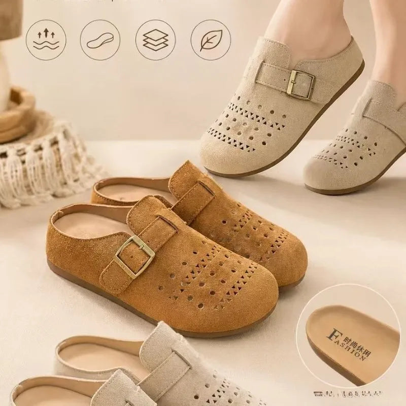 Women's Summer Thick Bottom Slip-On Sandals Open-Toe Platform Clog Shoes round Toe Convenient Glue-Welding Process Outdoor Footw