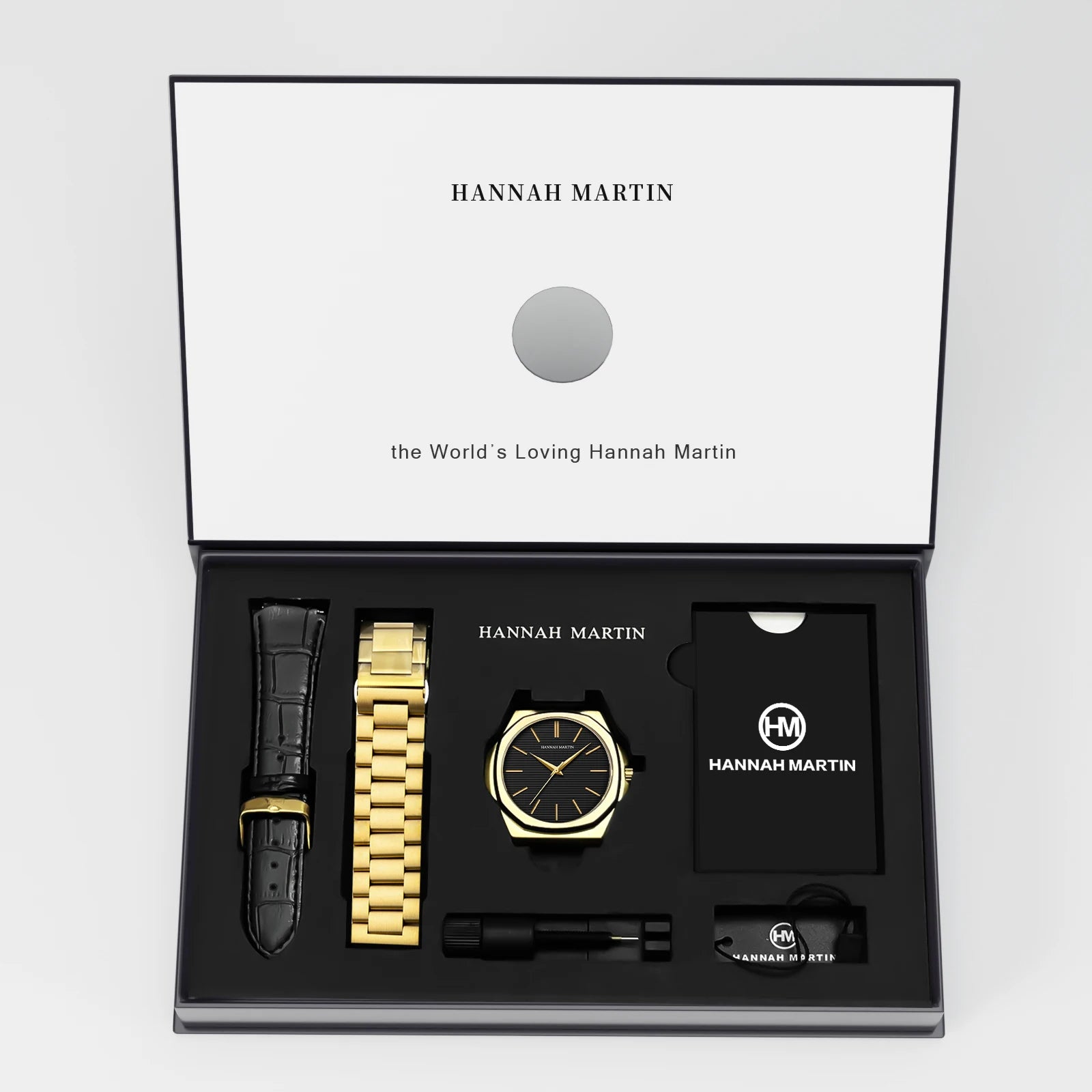 Women Gift Watch 40mm Dial Lightweight Case Leather&Stainless Steel Japanese Movement Waterproof Clock Hannah Martin 1 Set Watch
