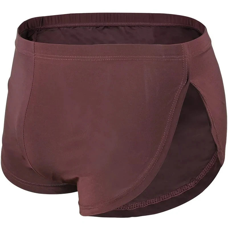 Men's Aro Pants Elasticity Ice Silk Cool Feel Quick Dry Oose Comfy Sports Boxer Shorts Side Fork Mid-waist Casual Home Sleepwear