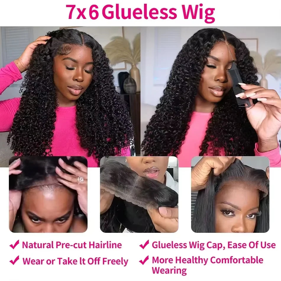 Burmese Curly Human Hair 13x6 13x4 Transparent HD Lace Front Wig 7x6 HD Lace Pre Plucked Wig For Women 40 42 Inches Remy Hair Natural Color Wigs