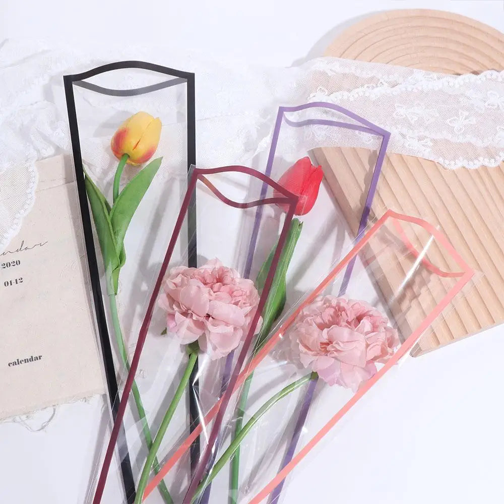 50PCS Transparent Flower Packaging Bag Waterproof Plastic Bag Wrapping Paper Package Supplies Bouquet Packing Material Wedding