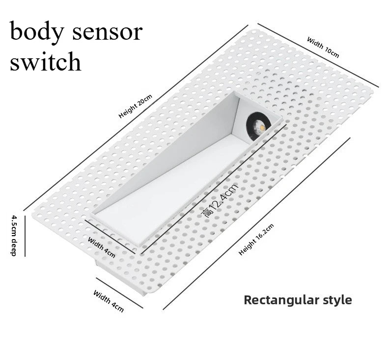 Borderless LED floor lamp, embedded motion-sensing floor lamp for corners, hotel steps, stairs, COB hallway light