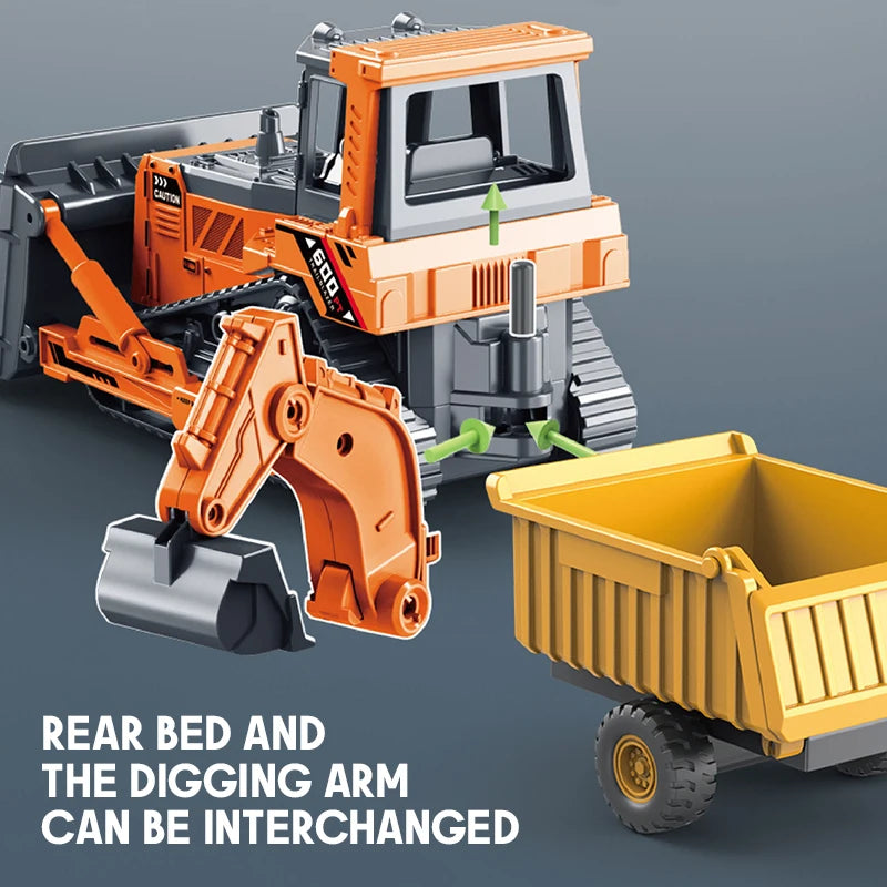 Engineering Vehicle Model Double Head Excavator Bulldozer Children Educational Diecast Construction Vehicle Toy Kids Boy Gift