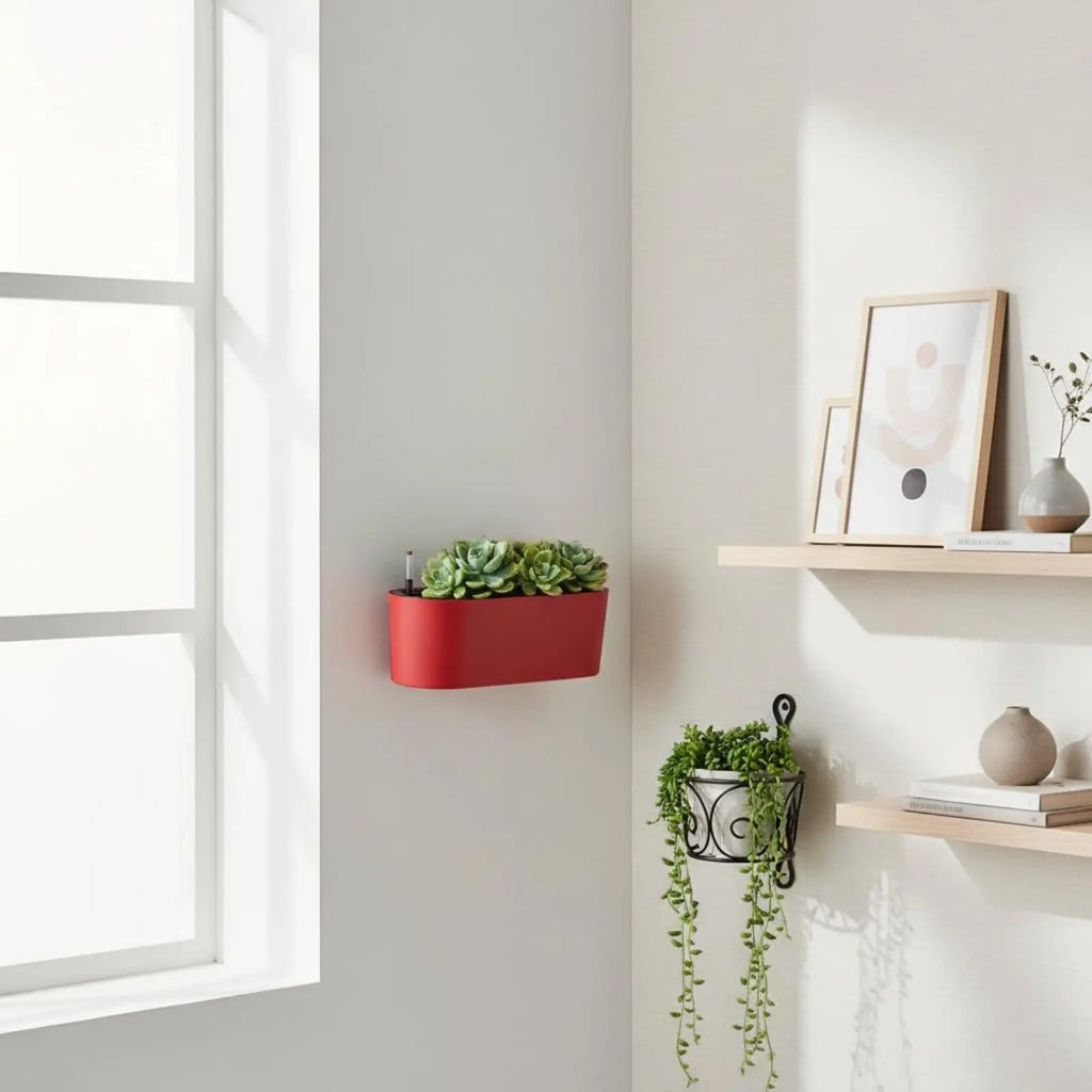 Rectangular Flower Pot with Legs Wall-Mountable Rectangular Hanging Planter Hanging Railing Planter Minimalist Design for Office