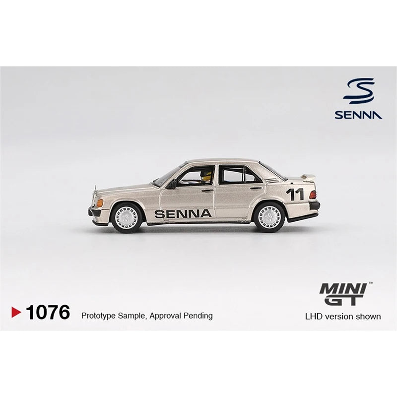 MINIGT 1076 In stock 1:64 Mercedes Benz 190 E 2.3 16 #11 Ayrton Senna 1984 Nürburgring Diecast Car Model Collection Toys