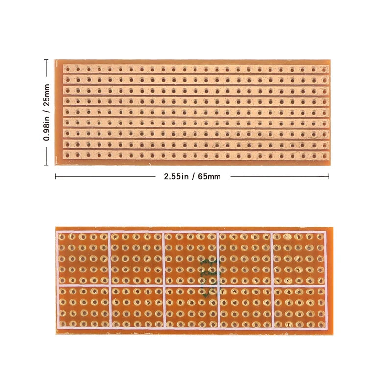 5/10PCS 2.5x6.4CM Single Side PCB Board DIY Universal Experiment Matrix Circuit Board Single Row Continuous Hole 25x64MM