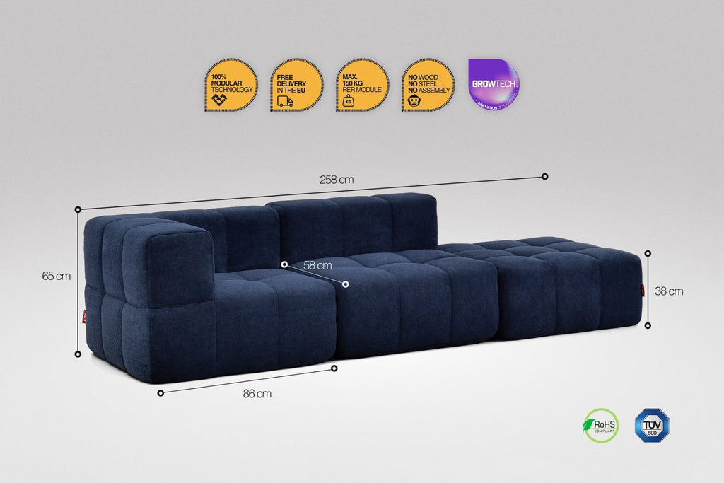 3 Teiliges Modulares Sofa – Blau