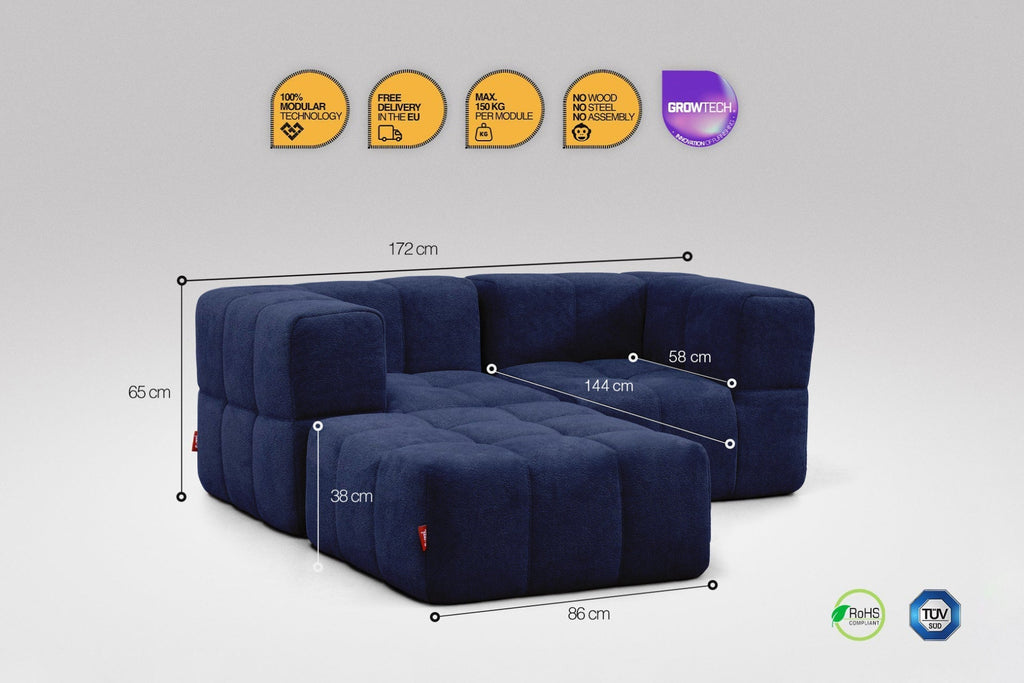 3 Teiliges Modulares Sofa – Blau