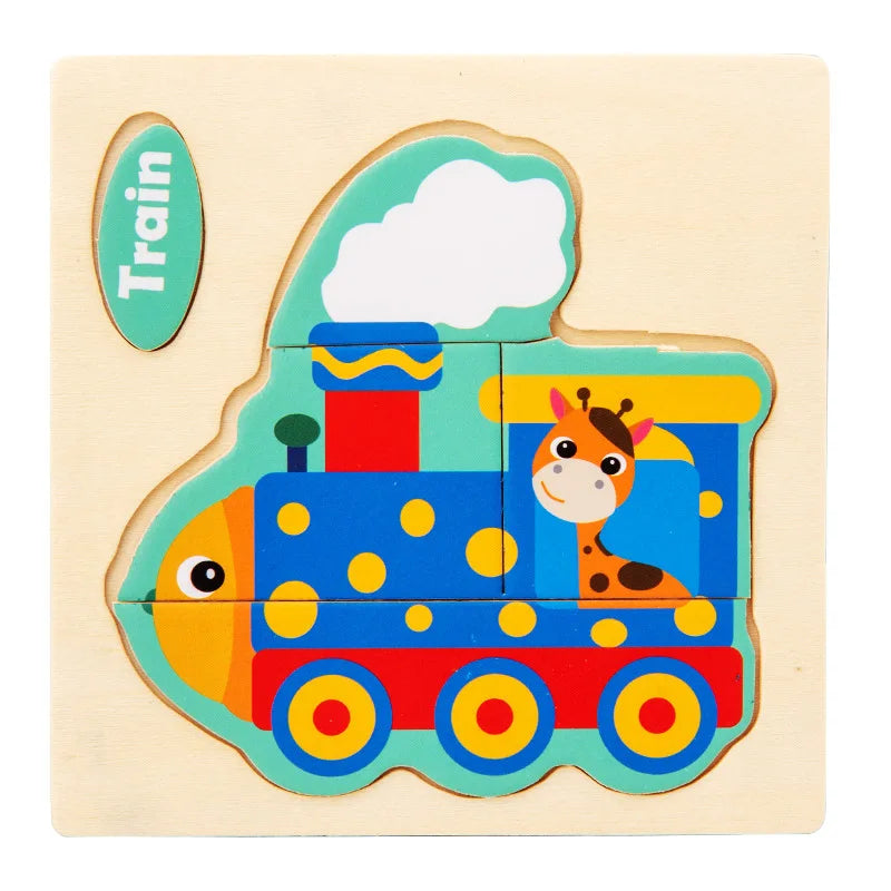 Wooden Toy 3D Jigsaw Puzzle Small Size Cartoon Animal Puzzle Board Kids Early Learning Educational Toys for Children Gifts