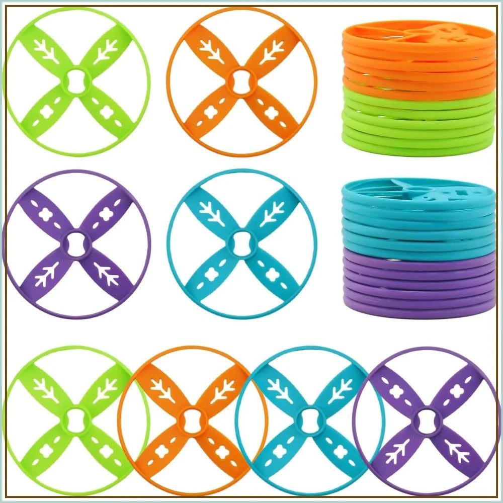 24 Pack Flying Discs Supplement Set - Compatible with Most Handheld & Foot-Powered Toys, 4 Vibrant Colors