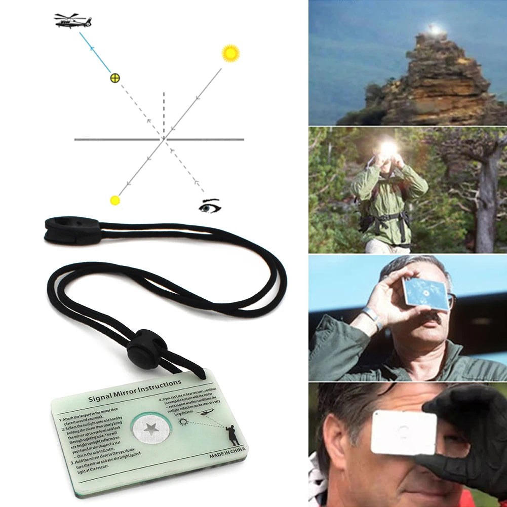 Signal Mirrors Outdoor Survival Reflective Makeup Mirrors Portable Hanging Tools