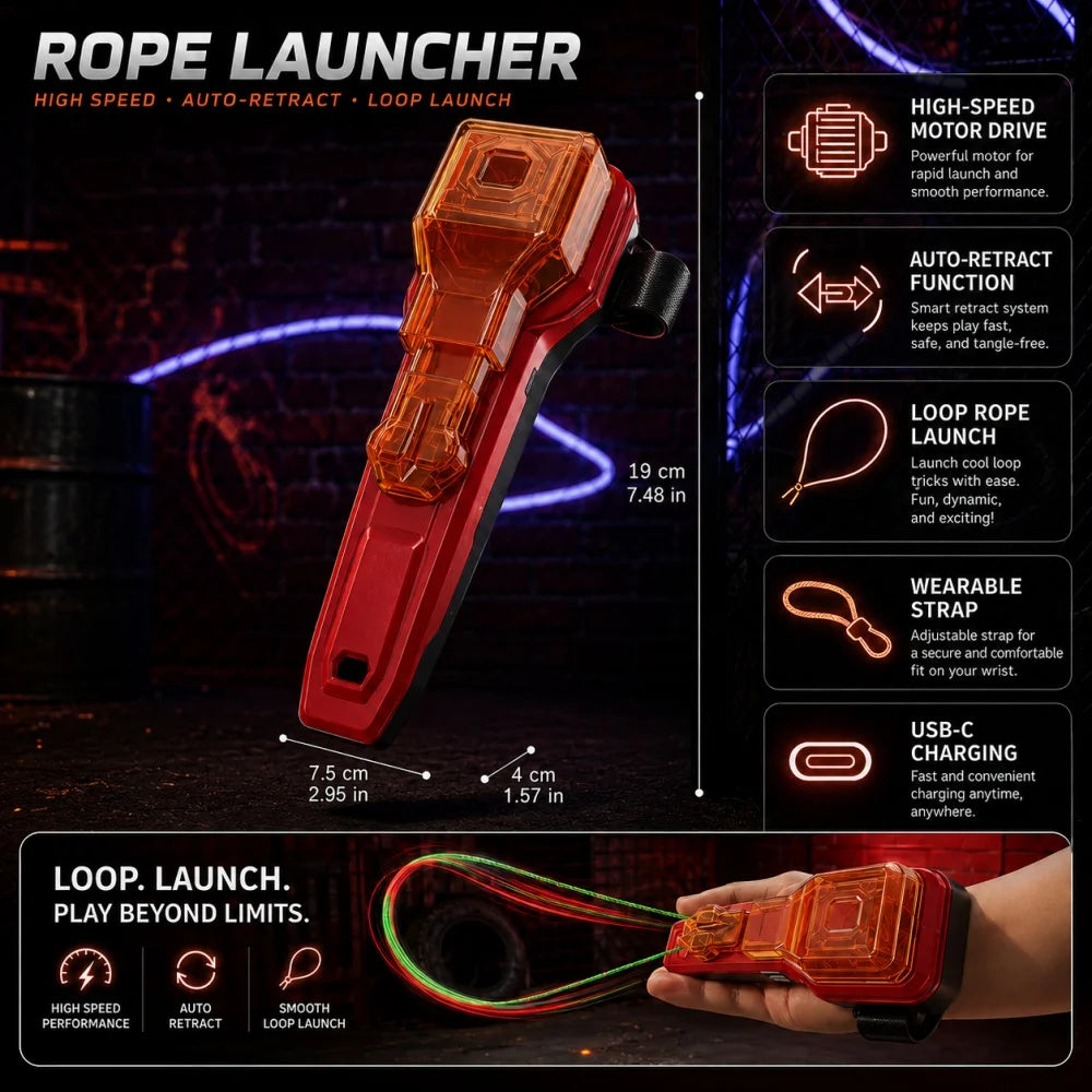 Spider Silk Rope Launcher Auto Retractable Wrist Toy Creative Cosplay Battle Game Luminous Loop Shooting Gift