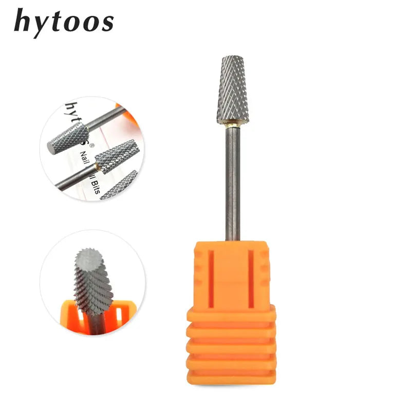 HYTOOS 1PCS Tungsten Carbide Burr Nail Drill Bit 3/32" Bits For Manicure Drill Accessories Milling Cutter Nail Art Tools