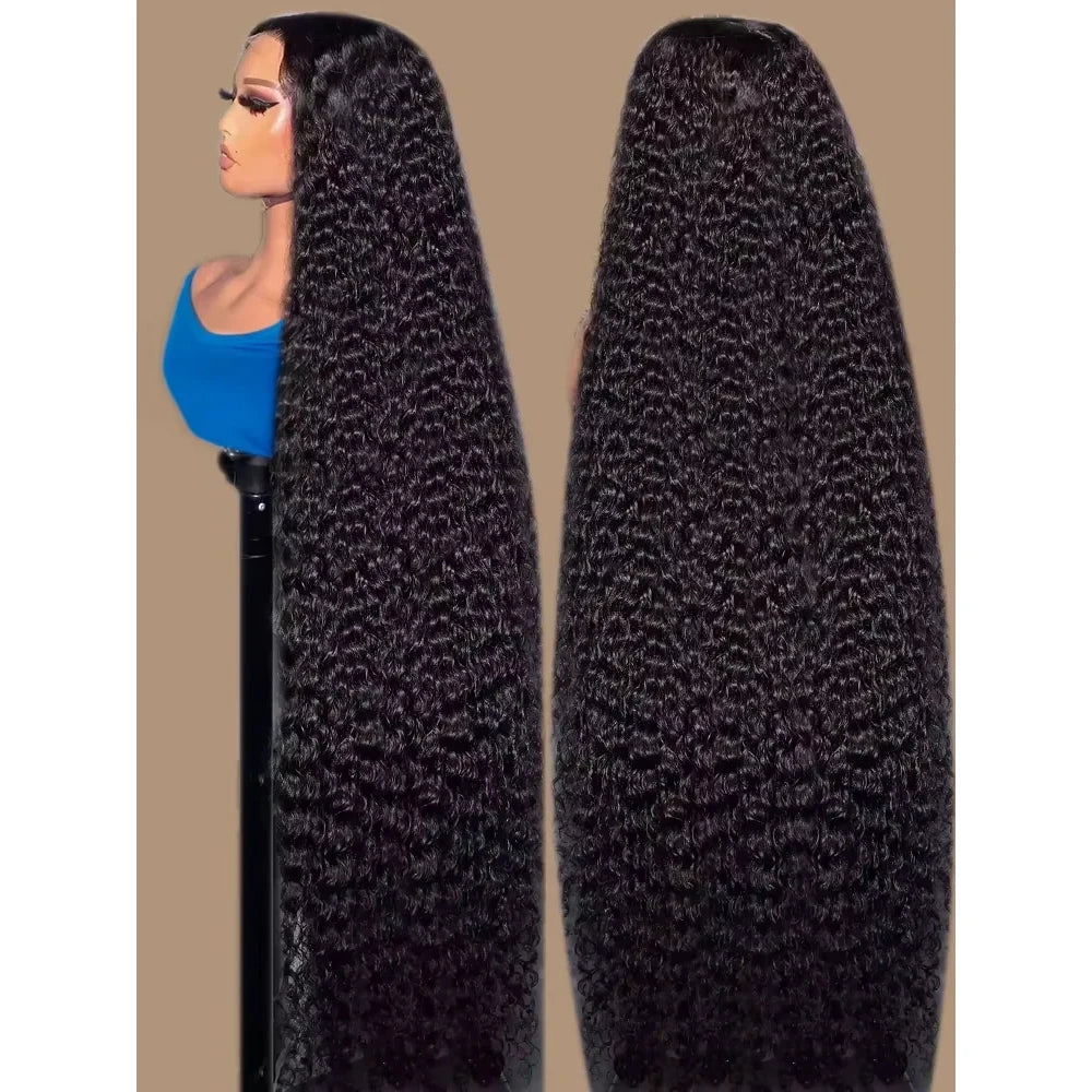 40 42 Inch HD 13x6 Jerry Curly Wave Lace Frontal Wigs Brazilian 13x4 Curly Wave Lace Front Human Hair Wigs For Women 250 Density