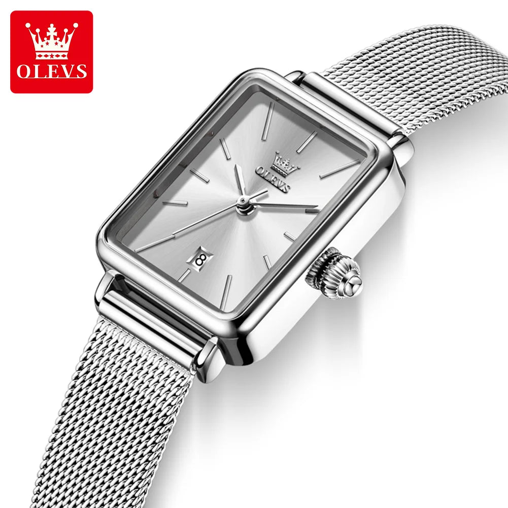 OLEVS 3692 Quartz Wristwatch Gifts Fashion Vintage Square Ultra Thin Ladies Watches Waterproof Stainless Steel Women's Watches
