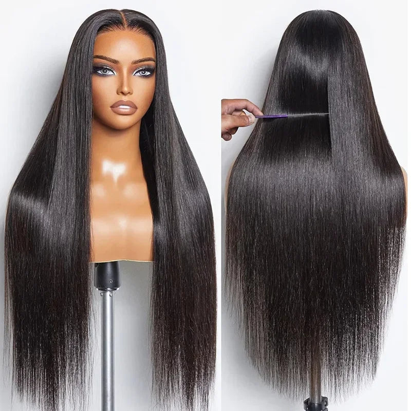 Dixtefo Real Hair Straight Lace Front Wigs 30 38 Inch Human Hair 13X4 HD Lace Frontal Hair Wig 13X6 Bone Straight Human Hair Wigs 200 Density Hair for Women