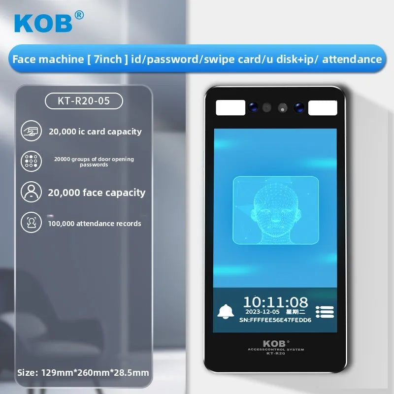 KOB7 inch dynamic facial recognition access control system all-in-one machine 8-inch high-definition touch screen magnetic lock