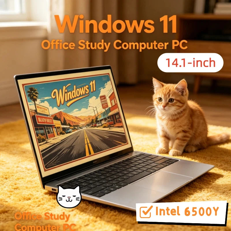5000mAh Long Battery Lightweight 14.1 Laptop Intel 6500Y 32GB RAM High Capacity 2TB SSD Windows 11 Backlit Keyboard