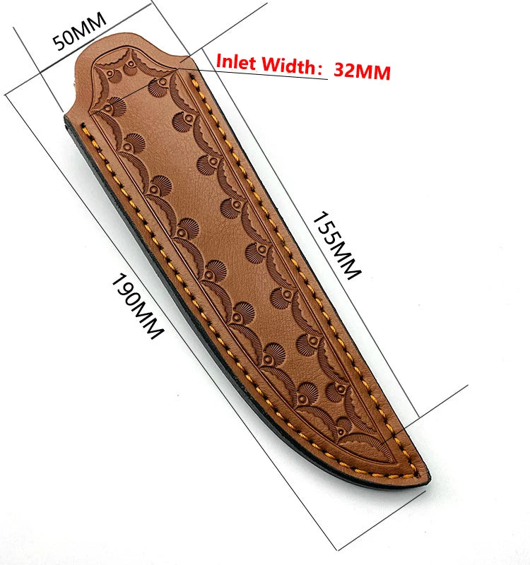 1pc Genuine Cowhide Fixed Blade Knife Scabbard Outdoor Straight Knives Cow Leather Sheath Cover Storage Bag Pants with Belt