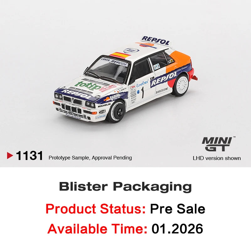 MINIGT 1131 1:64 Lancia Delta HF Integrale Evoluzione #1 1993 Rallye Monte Carlo Diecast Car Model Collection Toys