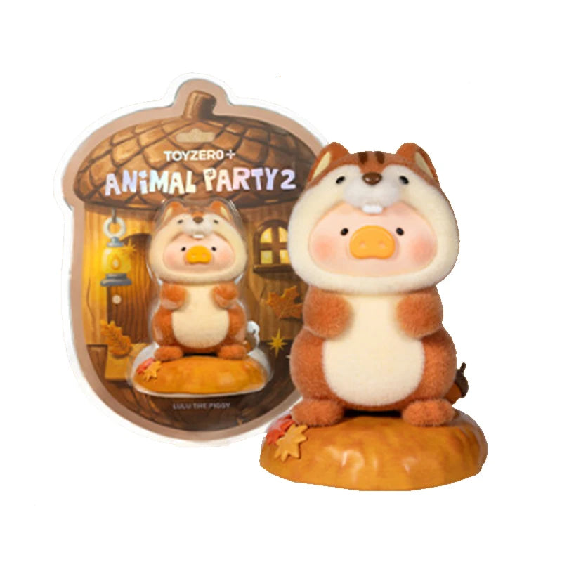 Lulu The Piggy Animls Party 2 Squirrel Action Figure Lulu The Piggy Anime Figurine Squirrel Handing Card Collection Model Toys