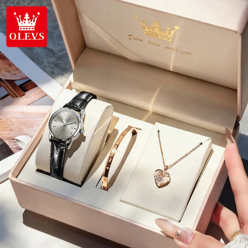 OLEVS 6898 Women Watch Original Quartz Watches Waterproof Luminous Date Watch Bracelet Set Ladies' Gift 2026 New Color Reloj
