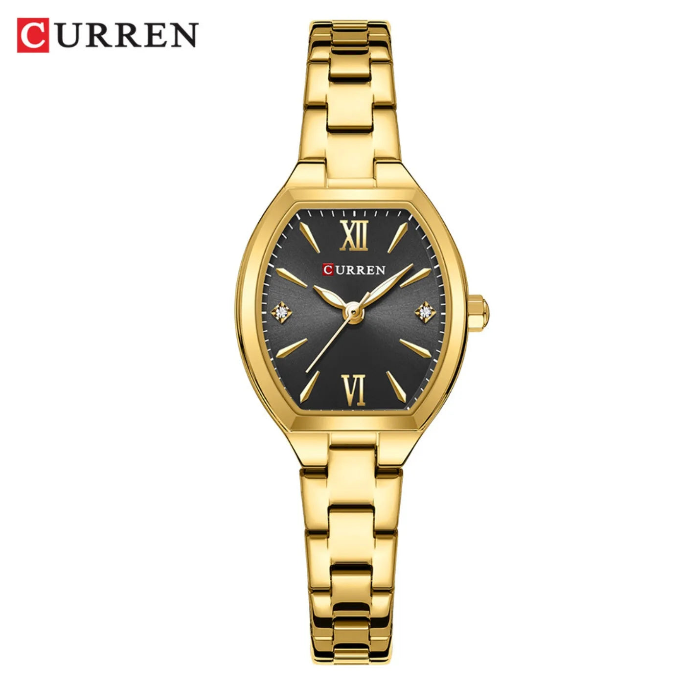 CURREN Fashionable Barrel-Shaped Simple Elegant Quartz Watch Women's Elastic Band Retro Women's Watch Gifts