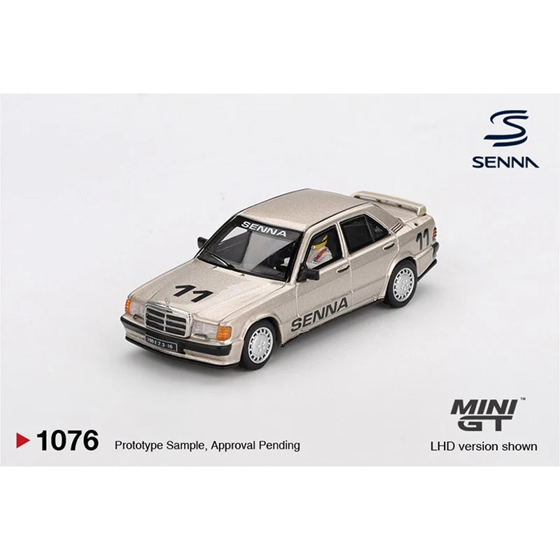 MINIGT 1076 In stock 1:64 Mercedes Benz 190 E 2.3 16 #11 Ayrton Senna 1984 Nürburgring Diecast Car Model Collection Toys