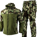 Men's 3-in-1 Shark Skin Softshell Jacket Pants Set Fleece Lined Waterproof Ski Suit Hunting Camo Gear Outdoor Hiking Trekking